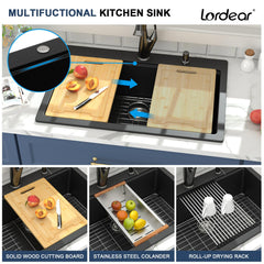 Lordear 33x22x9 Inch Drop-In Kitchen Sink Single Bowl