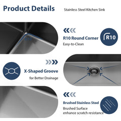Lordear 36'' Black Stainless Steel Undermount Workstation Kitchen Sink