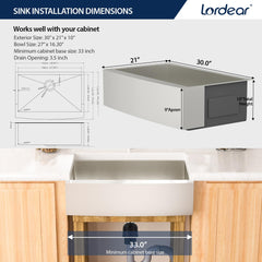 Lordear Apron Front Stainless Steel Farmhouse Sink