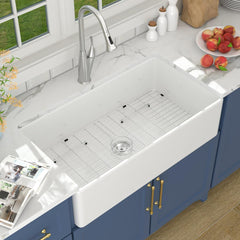 Lordear White Apron Front Fireclay Farmhouse Sink