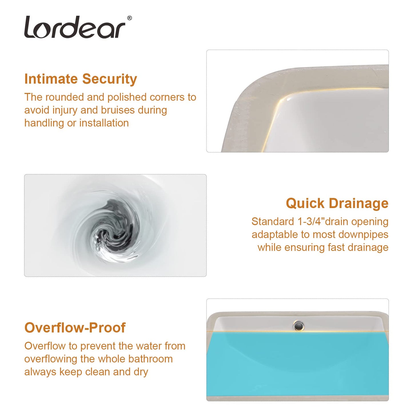 Undermount Bathroom Sink - Lordear Luxury 18inx14in White Rectangle Bathroom Sink Deep Bowl Porcelain Ceramic Lavatory Vanity Sink Basin with Overflow from Lordear