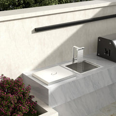 Lordear 21'' Stainless Steel Drop-in Single Bowl Outdoor Workstation Bar Sink with Pull-out Faucet and Cover from Lordear