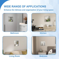 Lordear 14" x 12" Stainless Steel Bathroom Brushed Finish Rectangle Recessed Wall Niche from Lordear