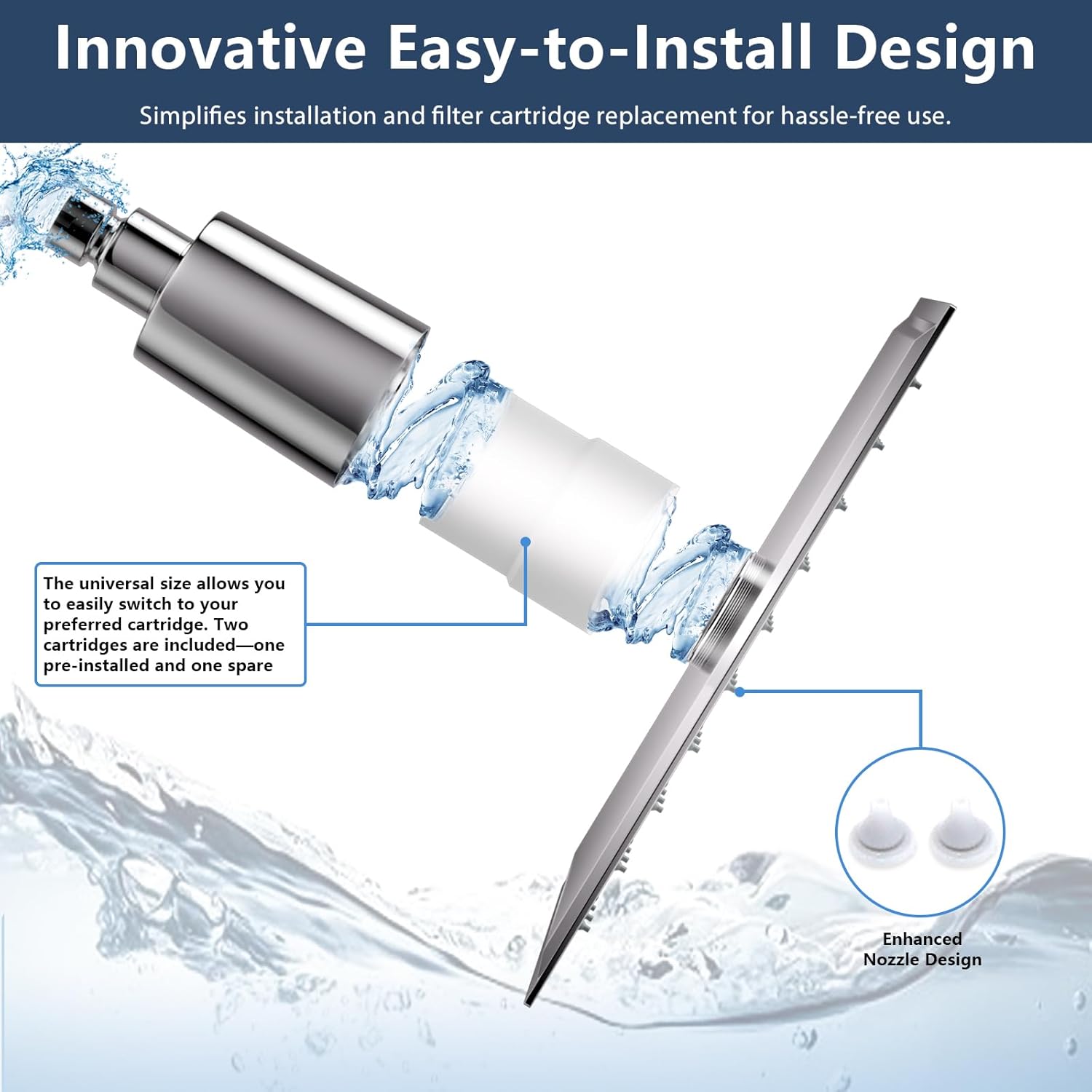 Lordear 8'' Stainless Steel Square Wall Mounted Waterfall High Pressure Filtered Shower Head from Lordear