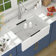 Lordear 33'' White Ceramic Apron Front Farmhouse Workstation Kitchen Sinks  from Lordear
