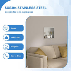 Lordear 18'' x 14'' Rectangle Recessed Wall Stainless Steel Shower Niche