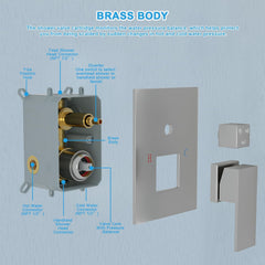 Lordear 12" Stainless Steel Wall Mounted Rainfall Square Shower Head with Handheld and Faucet from Lordear