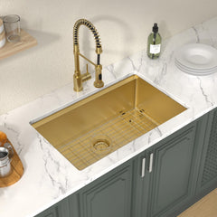 Lordear 28'' Gold Stainless Steel Undermount Workstation Kitchen Sink