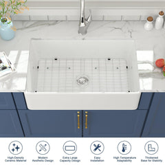 Lordear 33x20x9 Inch Farmhouse Kitchen Sink Single Bowl