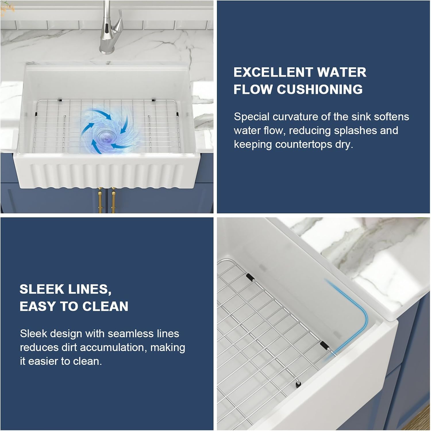 Lordear 33'' White Ceramic Apron Front Farmhouse Workstation Kitchen Sinks  from Lordear