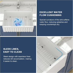 Lordear 33'' White Ceramic Apron Front Farmhouse Workstation Kitchen Sinks  from Lordear