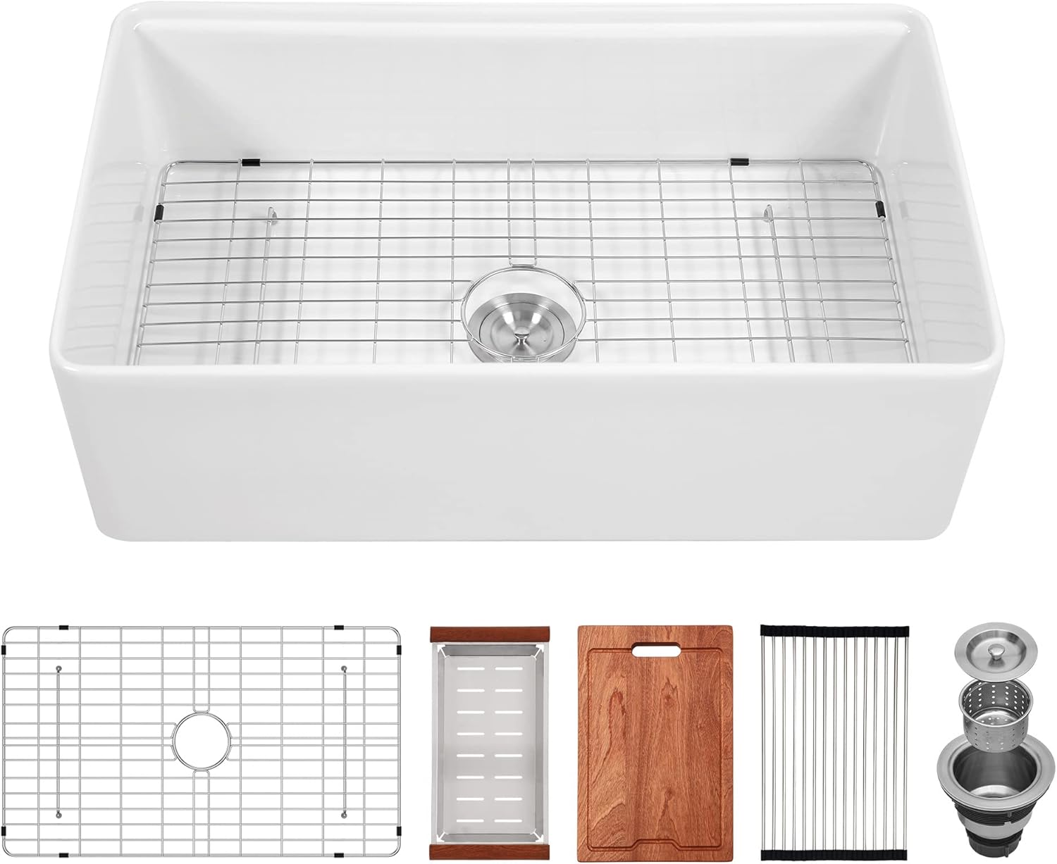 Lordear 33'' White Ceramic Apron Front Farmhouse Workstation Kitchen Sinks  from Lordear