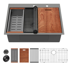 Lordear 30 Inch Drop-In Workstation Kitchen Sink
