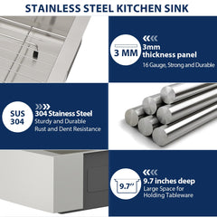 Lordear Apron Front Stainless Steel Farmhouse Sink