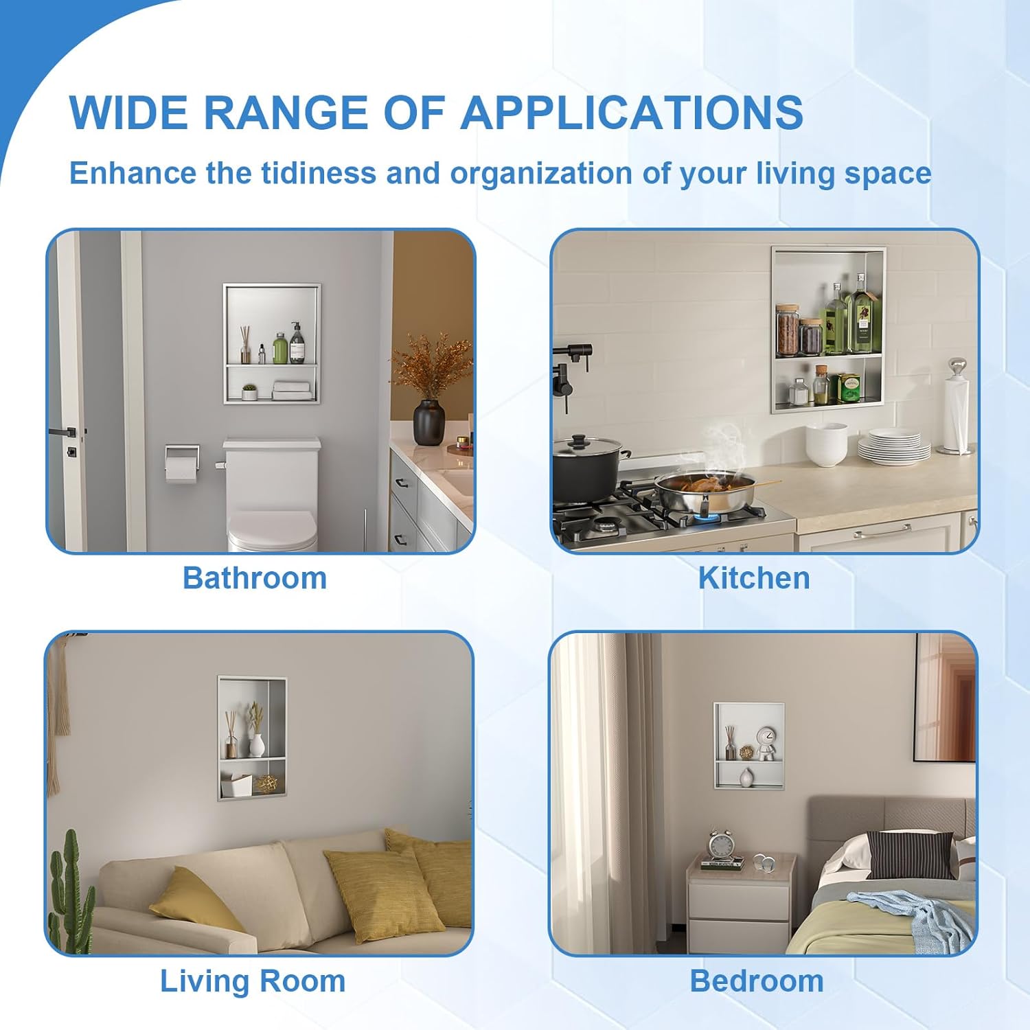 Lordear 21" x 17" Stainless Steel Rectangle Double Built-in Bathroom Niche from Lordear