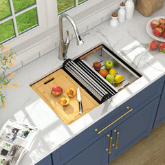 Lordear 28x19x9 Inch Undermount Kitchen Sink Single Bowl with Accessories