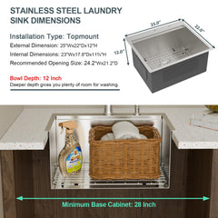 Lordear 25 Inch Workstation Laundry Sink