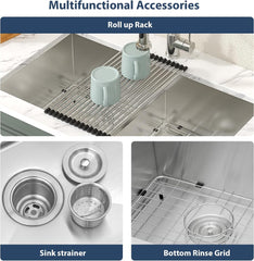 Lordear Double Bowl Undermount Low Divide Stainless Steel Kitchen Sink