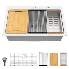 Lordear 33-Inch Drop-In Kitchen Sink Single Bowl