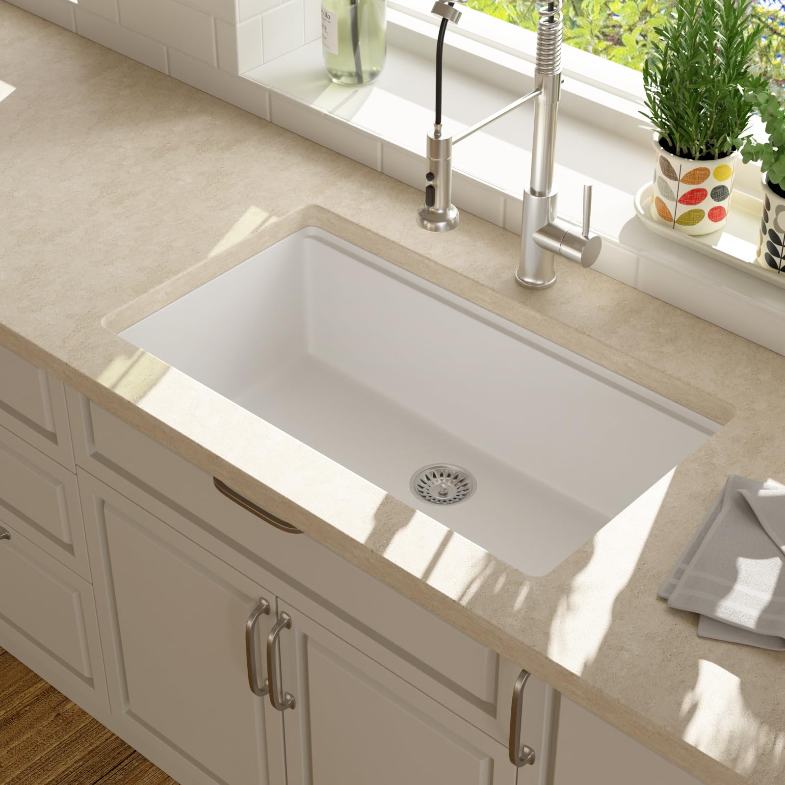 Lordear 32" Quartz Undermount Single Bowl Workstation Kitchen Sink from Lordear