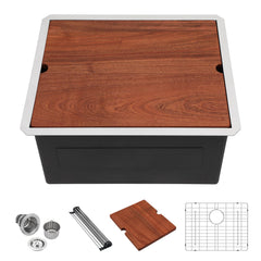 Lordear 23'' Undermount Workstation Single Bowl Stainless Steel Laundry Sink