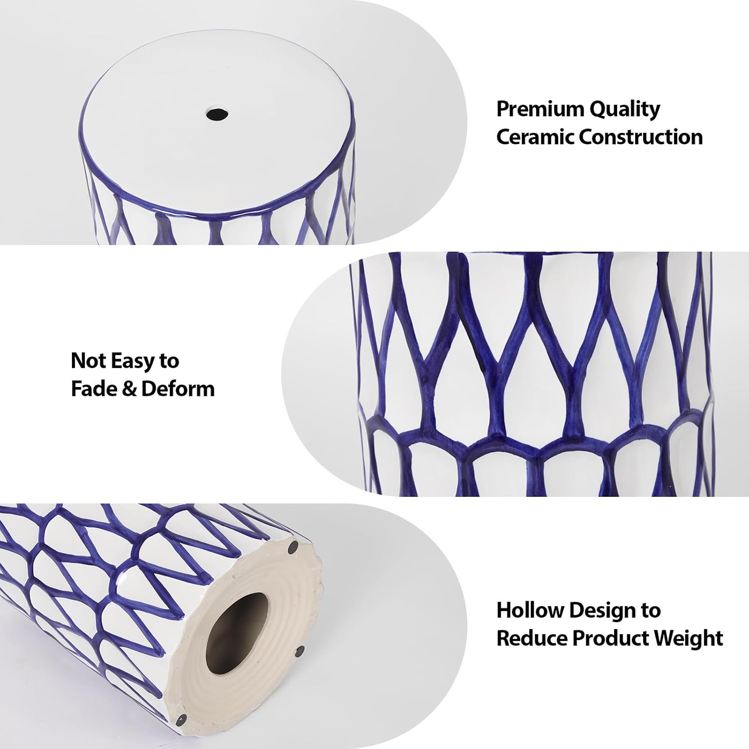 Lordear 17'' Ceramic Contemporary Modern Outdoor Garden Stool from Lordear