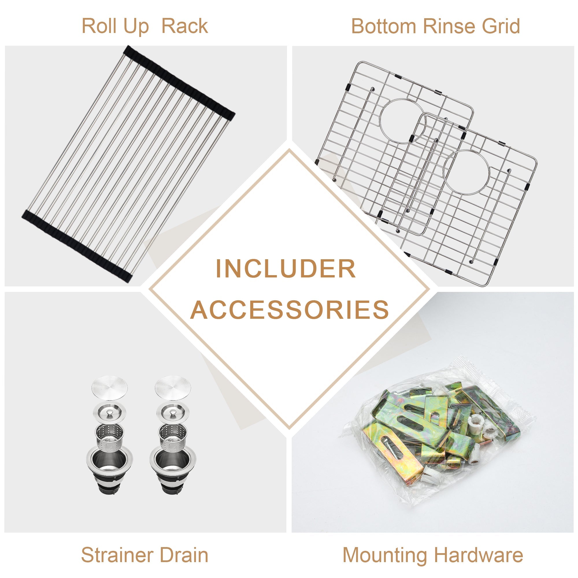 Lordear 33" Stainless Steel Double Bowl Undermount Kitchen Sink from Lordear