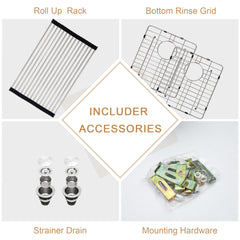 Lordear 33" Stainless Steel Double Bowl Undermount Kitchen Sink from Lordear