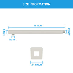 Lordear 16" Stainless Steel Wall Mounted Standpipe Shower Extension Arm from Lordear