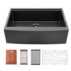 Lordear Black Workstation Stainless Steel Farmhouse Sink