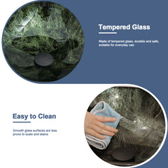 Lordear 16.5'' X 16.5'' Tempered Glass Bathroom Vessel Sink with Faucet and Pop-up Drain