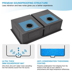 Lordear 32" Stainless Steel Undermount 50/50 Double Bowl Kitchen Sink from Lordear