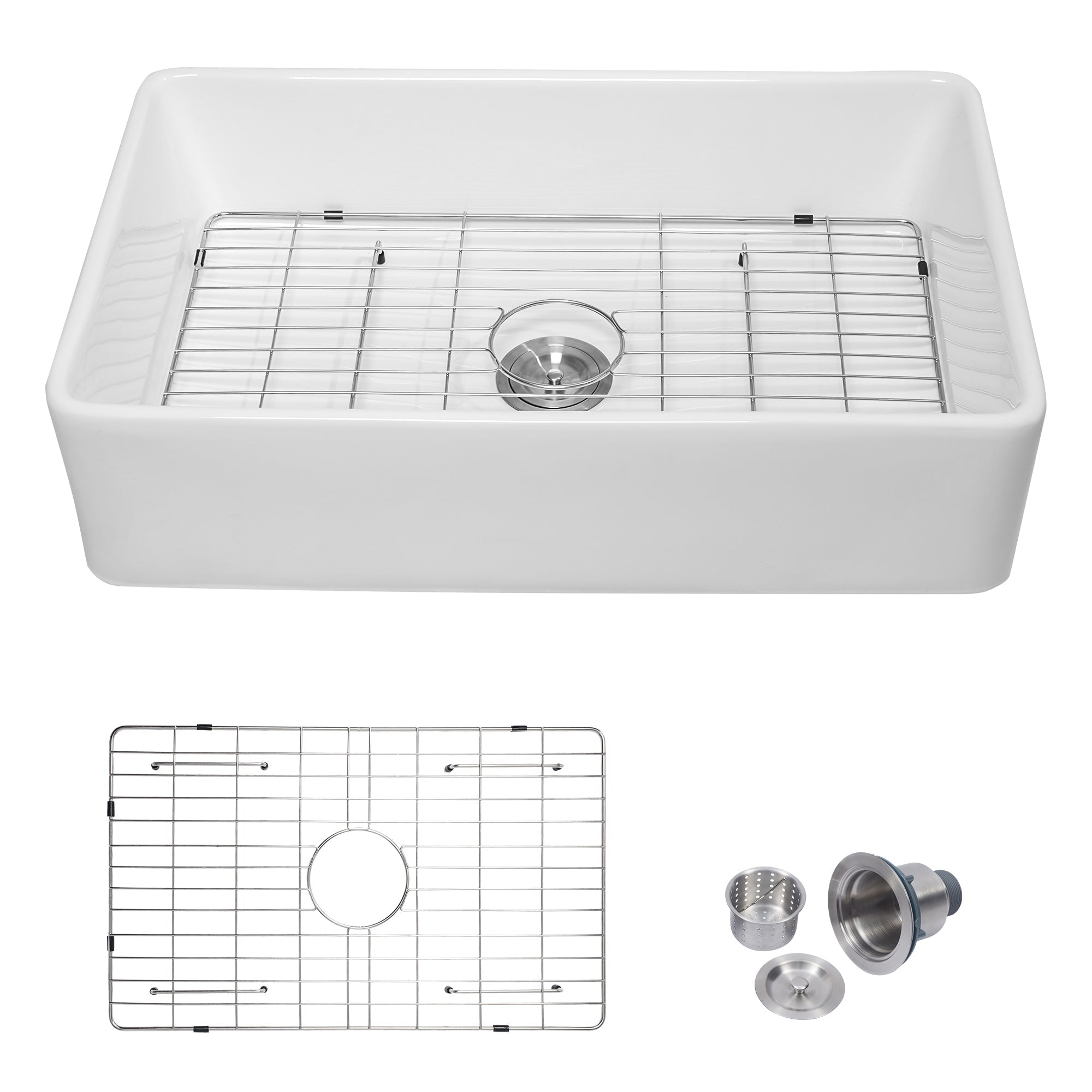 Lordear 30 Inch White Farmhouse Sink - Ceramic Porcelain Fireclay Apron Front Sink from Lordear