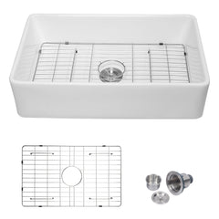 Lordear 30 Inch White Farmhouse Sink - Ceramic Porcelain Fireclay Apron Front Sink from Lordear