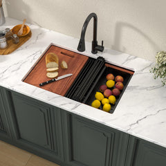 Lordear 28'' Matte Black Stainless Steel Workstation Kitchen Sink