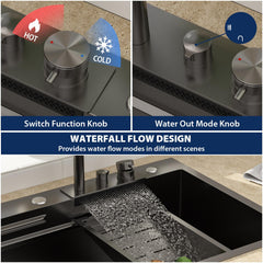 Lordear 36 Inch Black Drop-In Workstation Kitchen Sink