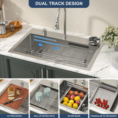 Lordear 31 Inch Drop-In Workstation Kitchen Sink