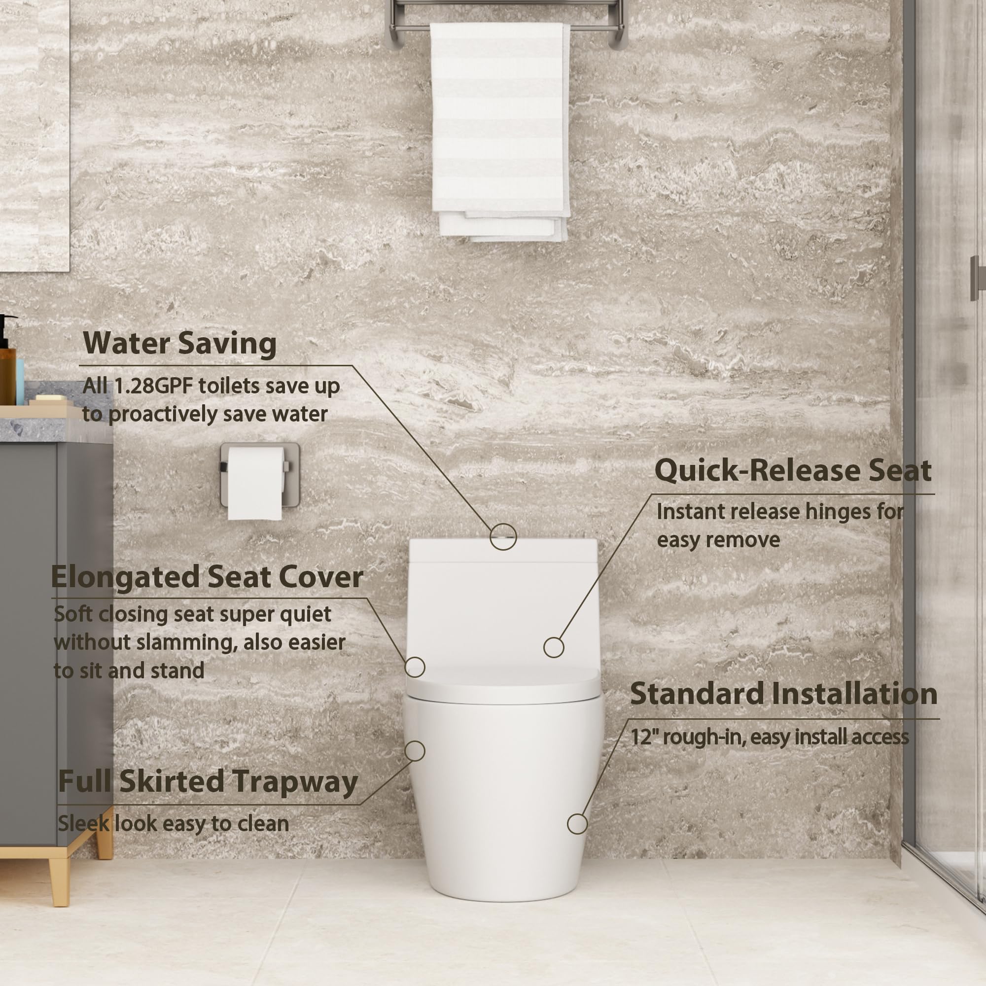 Lordear White Ceramic One Piece Floor Bidet Toilet with Comfort Wider Chair Seat  from Lordear