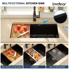 Lordear 32x19x9 Inch Undermount Kitchen Sink Single Bowl