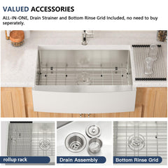 Lordear Apron Front Stainless Steel Farmhouse Sink