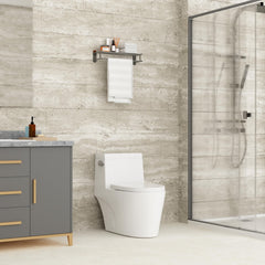 Lordear One Piece Toilet Ceramic Toilet Tall Elongated Bathroom Toilet Single Flush White Bathroom One-Piece Toilets with Soft Seat 12 Rough in  from Lordear