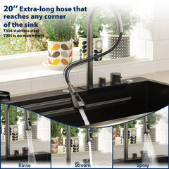 Lordear 36 Inch Black Drop-In Workstation Kitchen Sink
