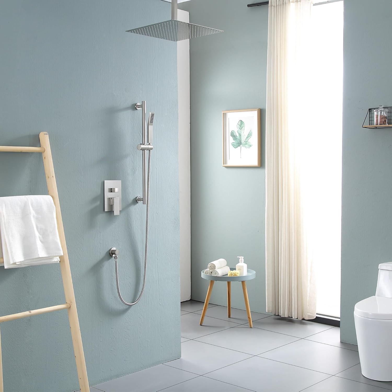 Lordear 16" Stainless steel Square Ceiling Mounted Rain Shower Head with Handheld Shower from Lordear