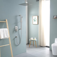 Lordear 16" Stainless steel Square Ceiling Mounted Rain Shower Head with Handheld Shower from Lordear