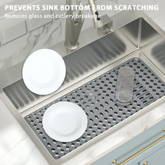 Lordear 28'' x 14'' Kitchen Sink Silicone Bottom Grid Heat Resistant Silicone Mat