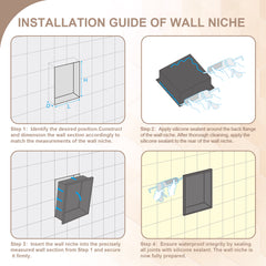 Lordear 14 x 14 Inch Stainless Steel Bathroom Niche Gunmetal Black Shower Wall Niche No Tile Recessed Square for Storage from Lordear