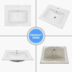 Lordear 24'' White Ceramic Vessel Bathroom Sink