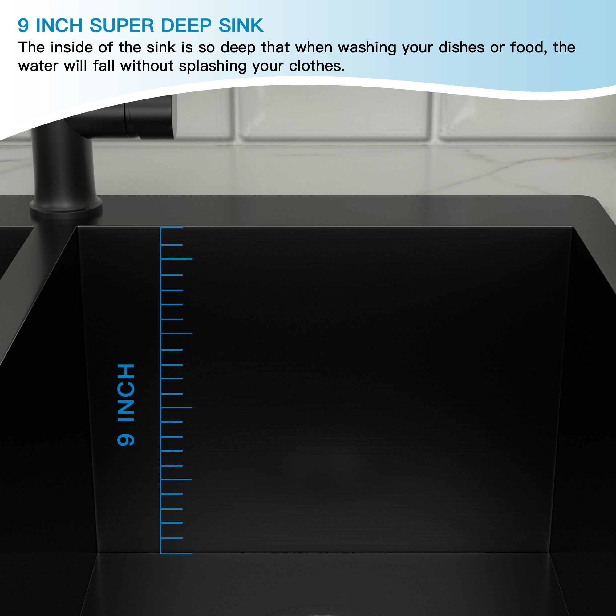 Lordear 33" x 22" Stainless Steel Black 60/40 Double Bowl Drop-In Kitchen Sink from Lordear