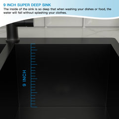 Lordear 33" x 22" Stainless Steel Black 60/40 Double Bowl Drop-In Kitchen Sink from Lordear