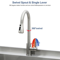 Lordear 24'' Utility Sink single-bowl Commercial sink with accessories